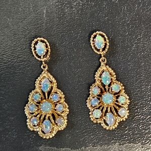 14k Gold and Opal Drop Earrings